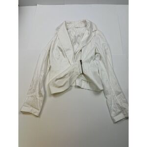 NWT Charles Chang-Lima Womens Military Wrap Front Jacket White Cotton Size 6